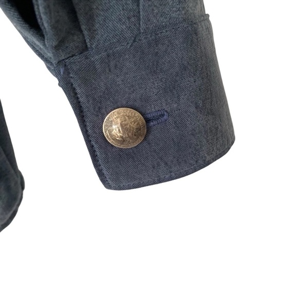 Crain Vintage Designer Hand Painted Cowgirl Horse Equestrian Shirt size XS Blue - Picture 9 of 10